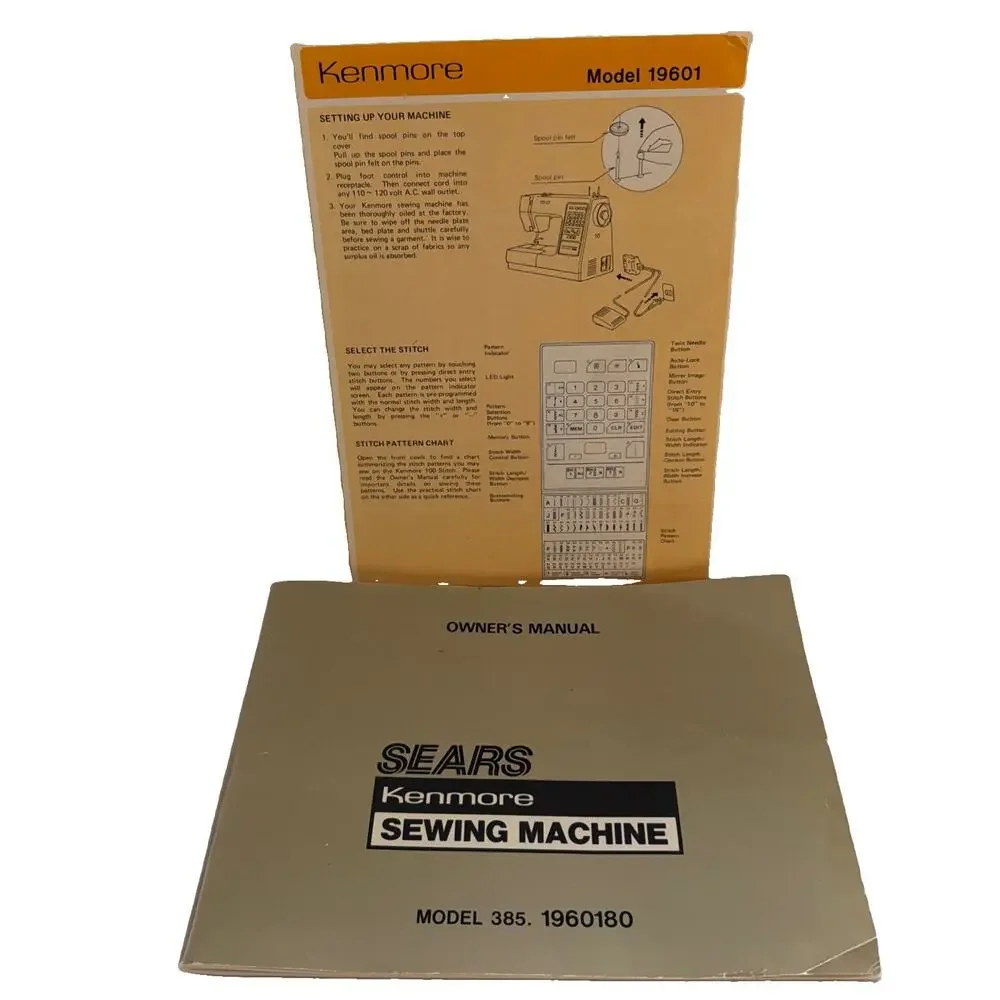 Sears Kenmore Sewing Machine Owner's Manual Model 385.1960180 Vintage Y2k 385